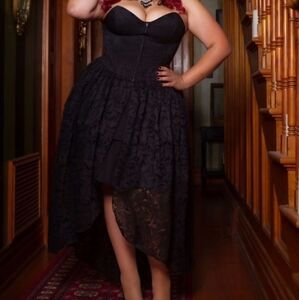 Pinup Girl Clothing 3x Elvira Mistress of the Dark Lace Strapless Dress